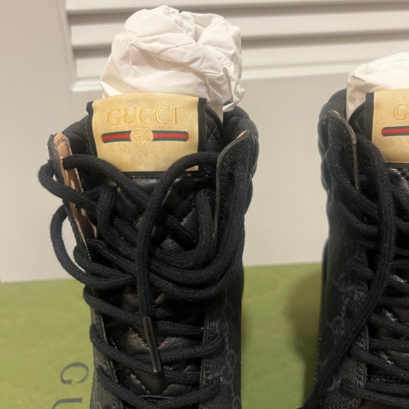 Gucci Women's GG Platform High Block Heel Ankle Boots NEW SZ 35 - Picture 4 of 10